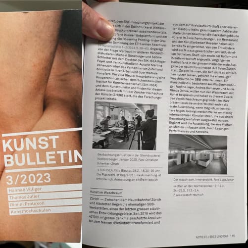 Ankündigung der Ausstellung im Kunstbulletin