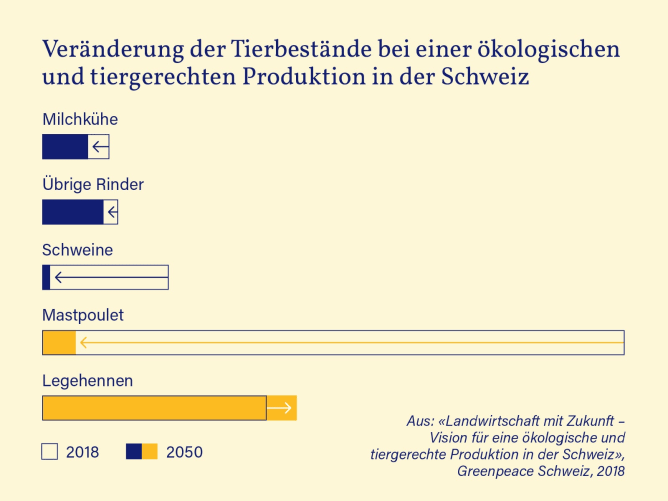 Auch Greenpeace empfiehlt deshalb eine drastische Reduktion der Hühnerbestände...