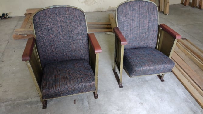 Restored old cinema seats