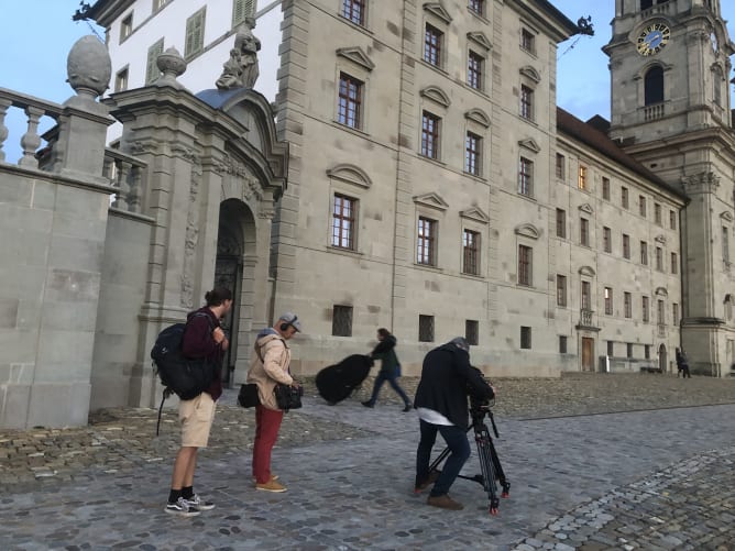 A Einsiedeln avec le contrebassiste Joël Küchler