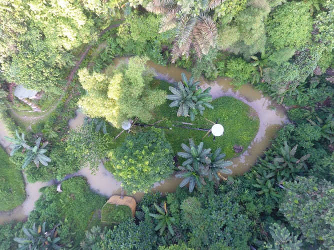 Bird's eye view of one of the nine islands