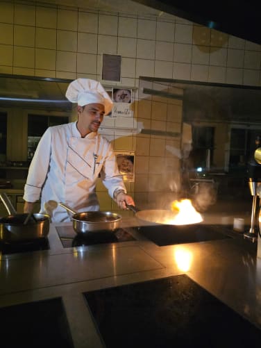 Das Steak am Flambieren