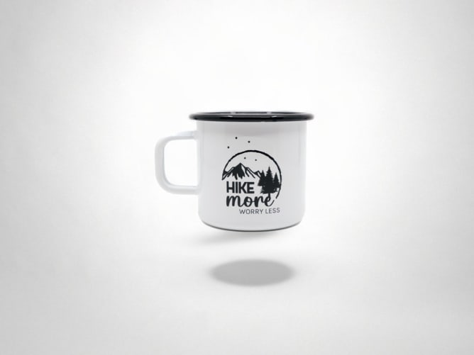 veiv Emaille Tasse - «hike more» 