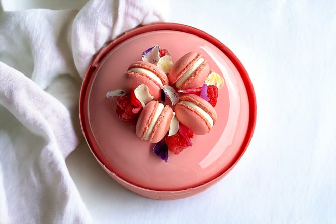 Entremets framboise-coco