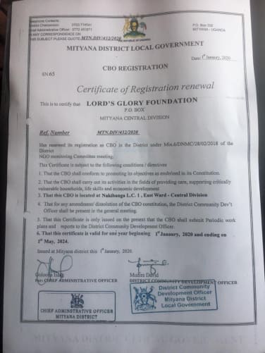 Foundation registration document.