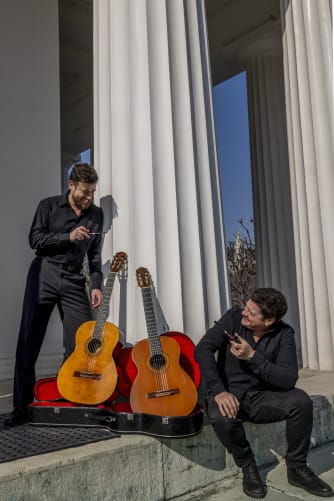 Václav and Bryan with their Piretti guitars