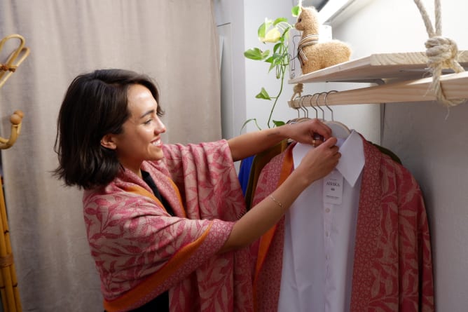 with the blouses already in the store and with our label 