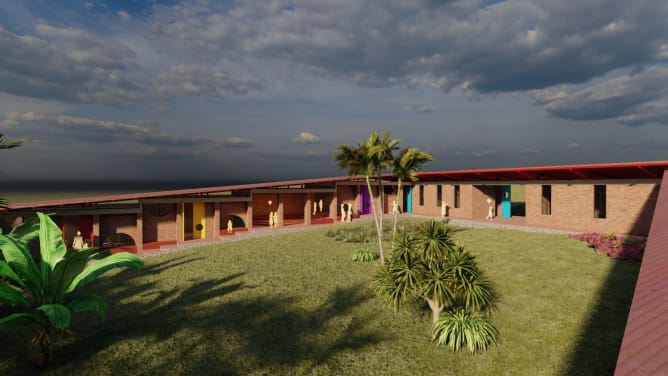 Blick auf Innenhof des neuen ASHEI Centers