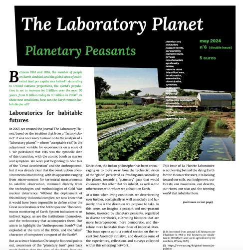 Laboratory Planet #6 Planetary Peasant Newspaper, front page