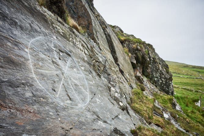 Signature engraved in rock/ Ireland