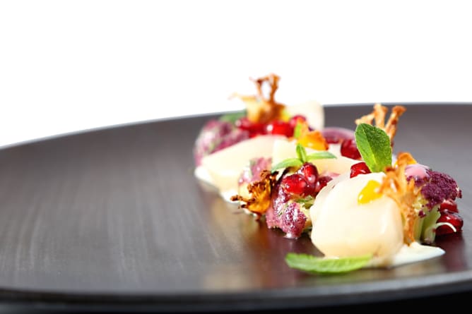 Jakobsmuschel-Blumenkohl-Granatapfel-Sumach