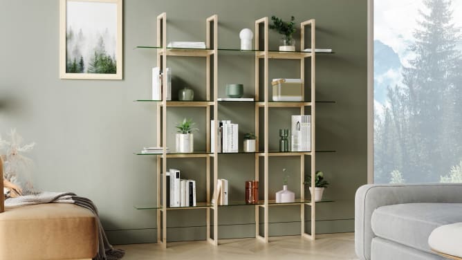 2 Signature - pine shelves + glass
