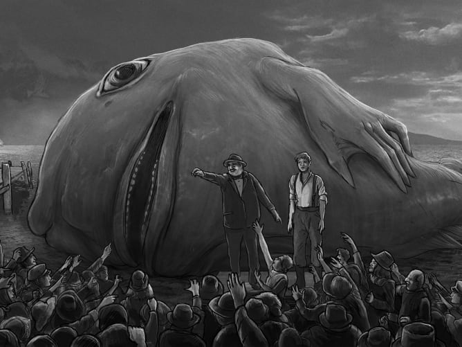 Le gros poisson du lac donnera lieu a des images d'une grande puissance visuelle et narrative.