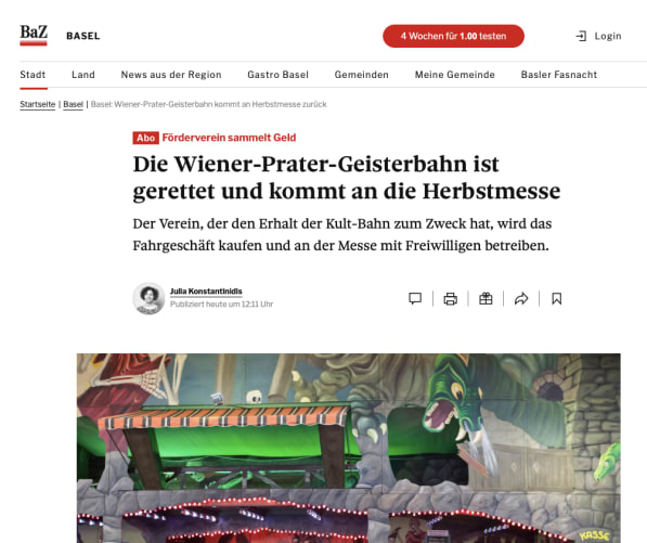 Online Beitrag in der Baz