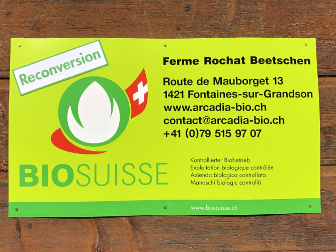 Le panneau de notre ferme bio