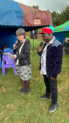 The school director, Mr. Peter, along with Maria from the CIEL Kenya association during the inauguration