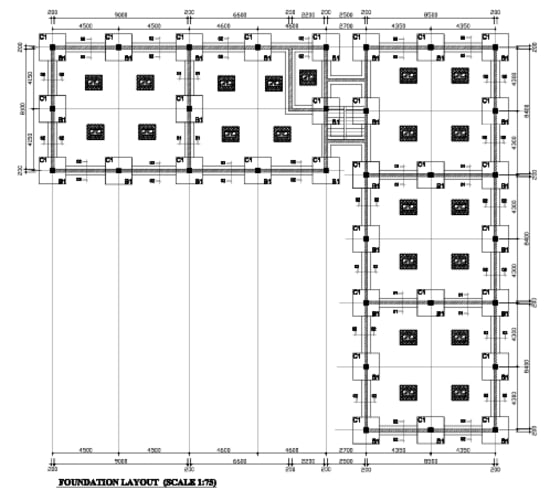 Project of the foundations for the 5 classrooms