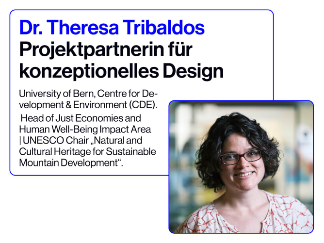 Team: Dr Theresa Tribaldos, University of Bern / Centre for Development & Environment (CDE), Project Partner for conceptual design