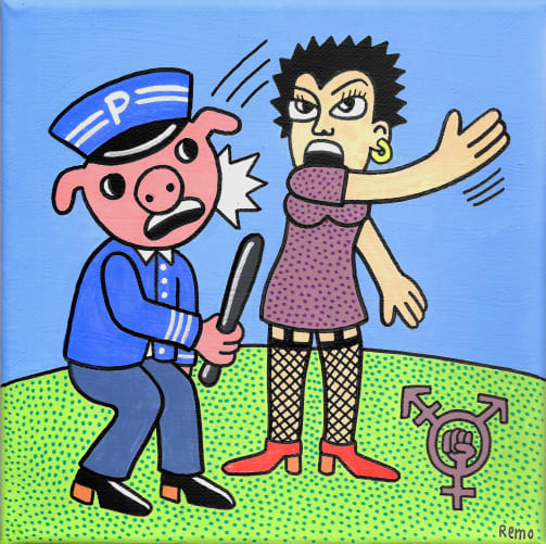 Aus der Liste unserer Dankes-Goodies: Ohne Titel, 2025, Acryl auf Leinwand, 20x20cm, von Remo de Milk and Wodka