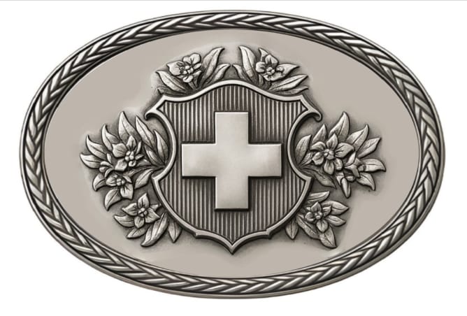 Inspiration d'une pièce de monnaie suisse de 1850.