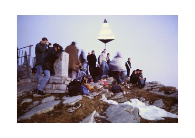 tudents watching the sun rising on top of Monte Generoso, 1997