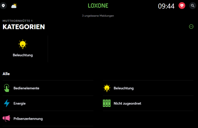 Bedienung nach Kategorie