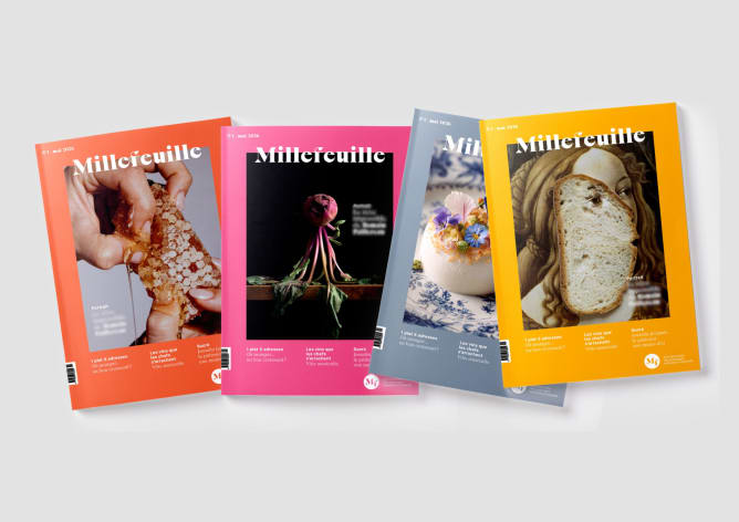 Provisoires, ces couvertures donnent une idée du dynamisme souhaité pour Millefeuille. ©Agence Bontron&Co