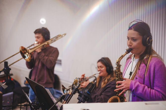 Unsere wunderbare Bläsersection: Madeleine, Kaya & Daniel
