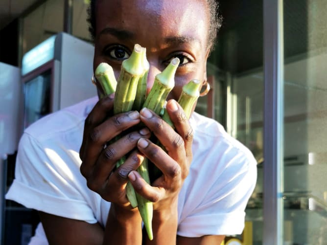 Okra kurz vor der Verabeitung zu unserem leckeren Dongo-Dongo Gericht