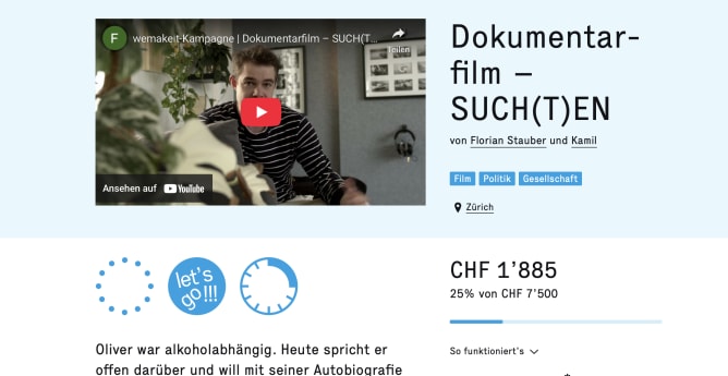 Suchten der Film by Florian Stauber jetzt auf WeMakeit