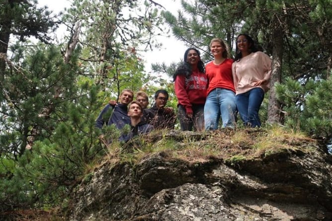 Finalists of the Philosophy Olympiad following in Nietzsche's footsteps in Sils Maria. Source: Philosophy Olympiad