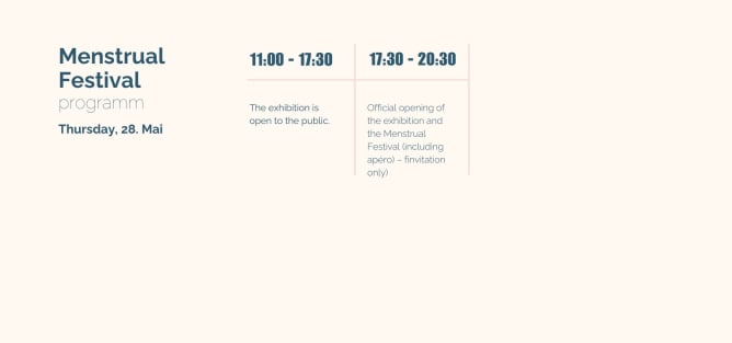 Agenda: Donnerstag, 28.05. (Feier des Menstrual Hygiene Day)