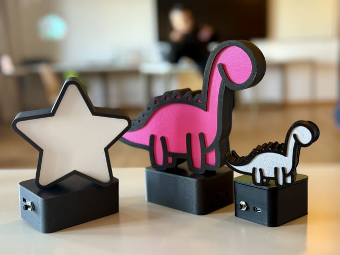 The 3D-printed lamps!