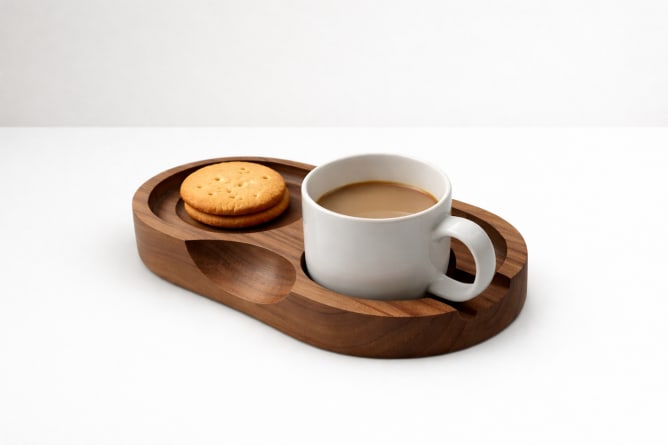 &laquo;Sip & Nibble&raquo; Tray, crafted in solid wood.