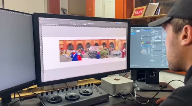 Fabian setzt das Panorama zusammen