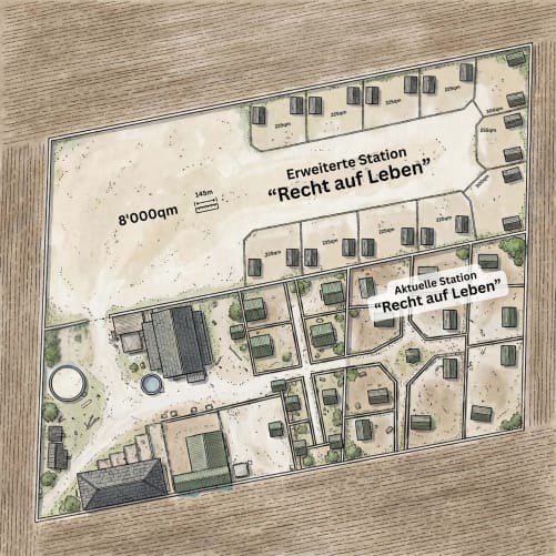 Der Plan mit der Erweiterung der Auffangstation