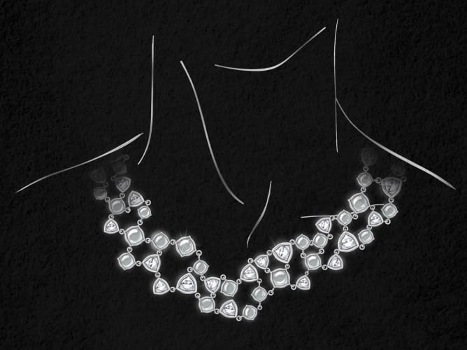 Collier, dessin gouaché
