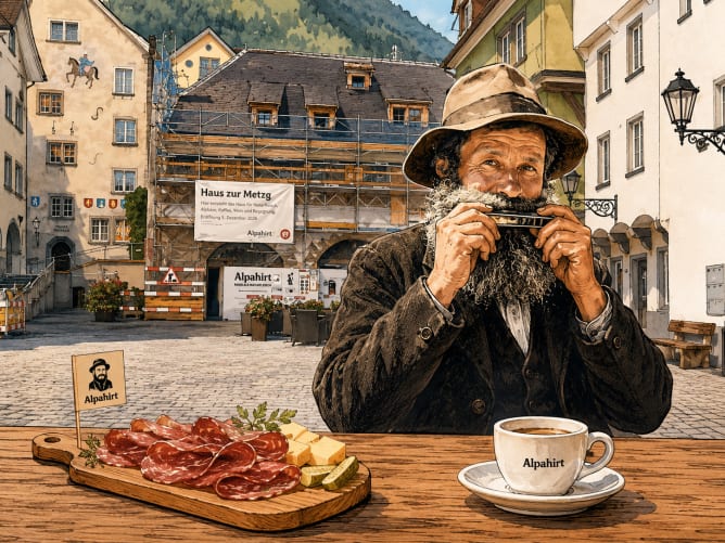 Musik vor dem Haus zur Metzg (KI-generiert)