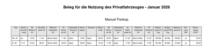 Beispiel des Steuerauszuges. Der Abzugsfähige Betrag wird automatisch berechnet.