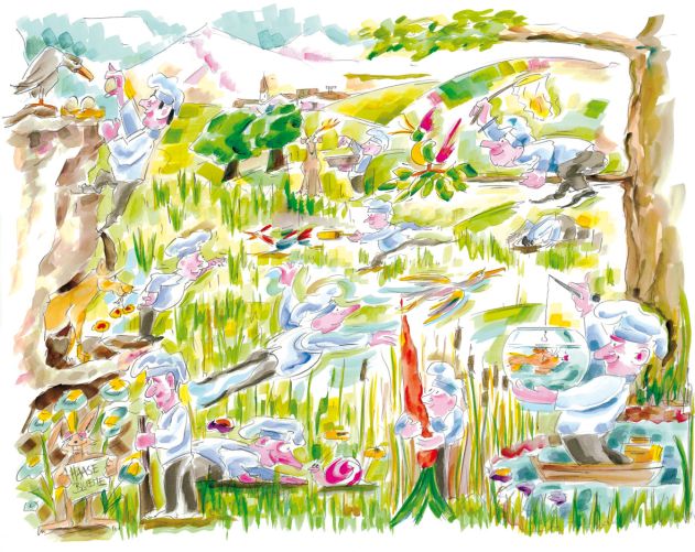 «Auf Rezeptsuche» Litho 40cm x 50cm, handsigniert auf 20 Exemplare limitiert Content
