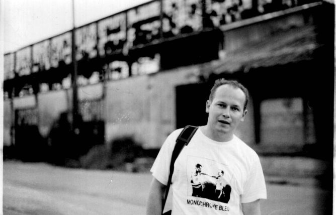 Wolfgang Dorninger in Houston vor dem Artists Warehouse (1989), Pic. Susi Jirkuff