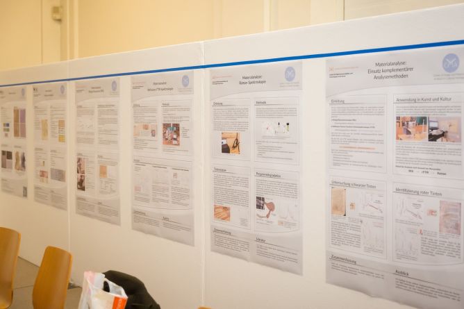 A poster session about manuscript analysis.