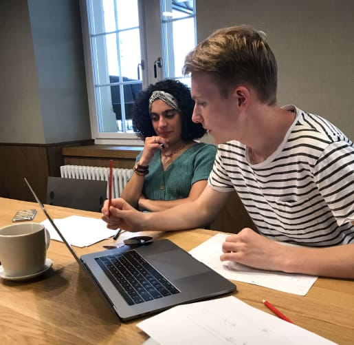 Me and Harriet working on the Storyboard for the film. Content