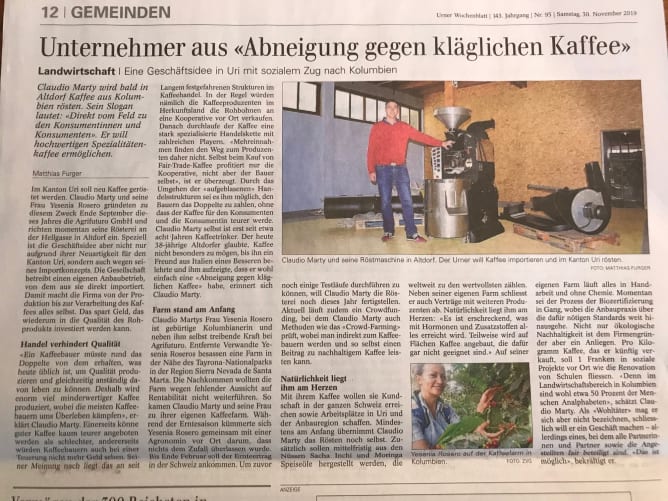Bericht Urner Wochenblatt November2019