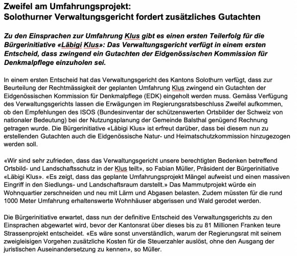 Unsere Medienmitteilung vom 25. September 2020 Content