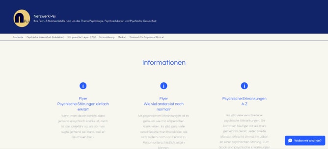 Zusammengetragene Informationen auf der Website Content