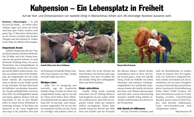 Artikel in der «Regi die Neue» Content