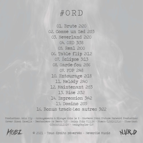 TRACKLIST DE L'ALBUM «ORD»