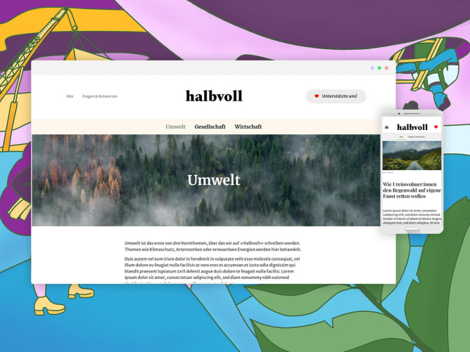Vorschau der Website. Das Design ist noch nicht final.