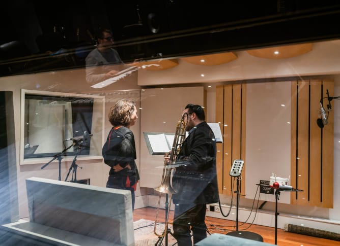 Here we are at the recording session!